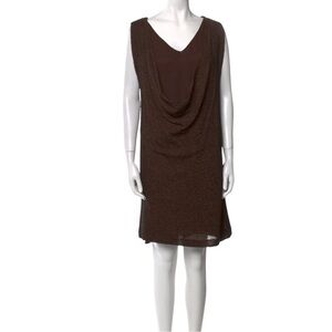 SHAMASK Cowl Neck Shift Sleeveless Dress in Espresso Brown Size Small — FAB!!!
